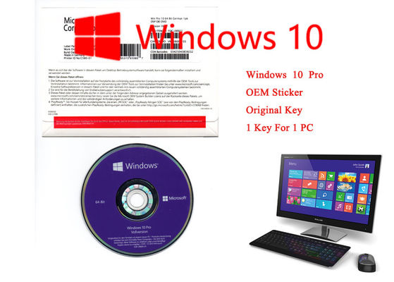 China OEM German Windows 10 Pro 64bit DVD Software Pro 100% Online Activation supplier